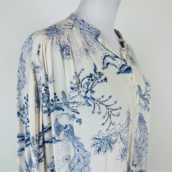 Free People Metallic Blooms Oversized Button Front Top Size XS - Picture 6 of 11